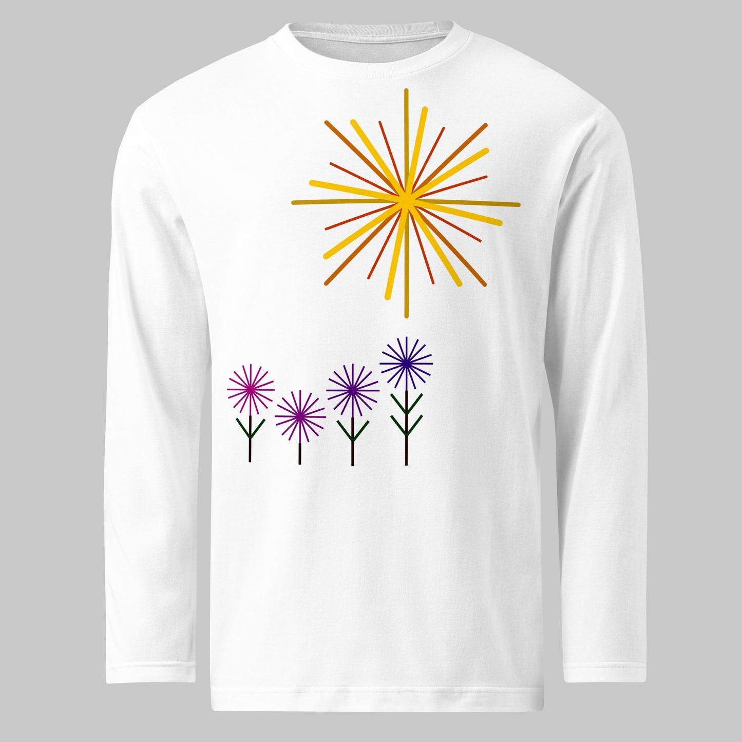 《長袖》Flower Series [02] - 個性派幾何学プリントTシャツ