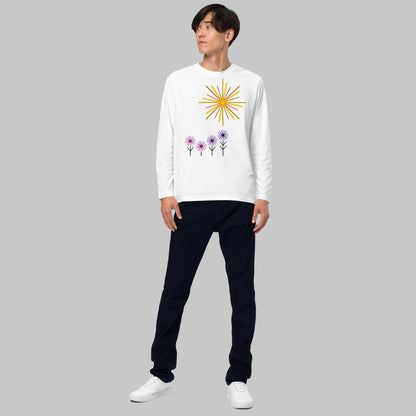 《長袖》Flower Series [02] - 個性派幾何学プリントTシャツ