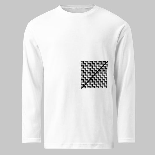 《長袖》Monotone Series [02] - 個性派幾何学プリントTシャツ