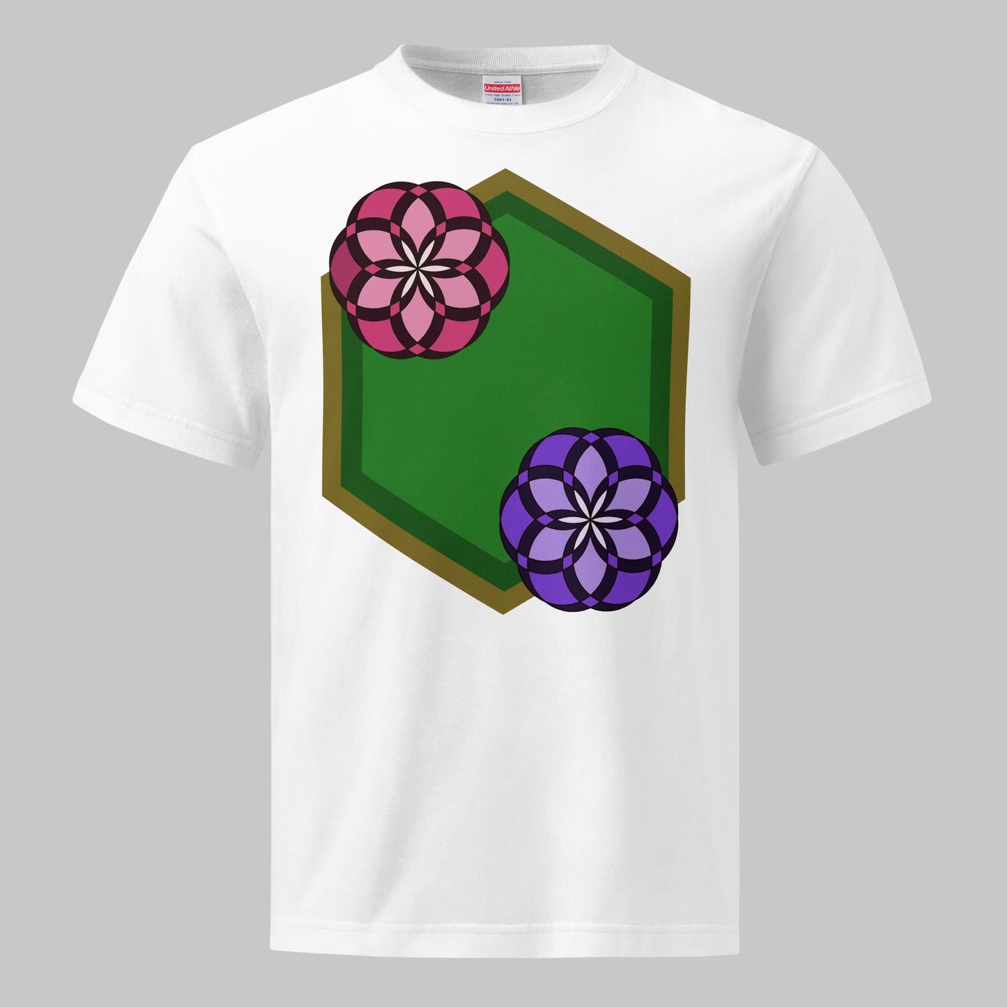 《半袖》Flower Series [01] - 個性派幾何学プリントTシャツ