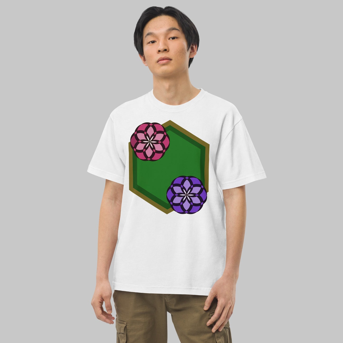《半袖》Flower Series [01] - 個性派幾何学プリントTシャツ