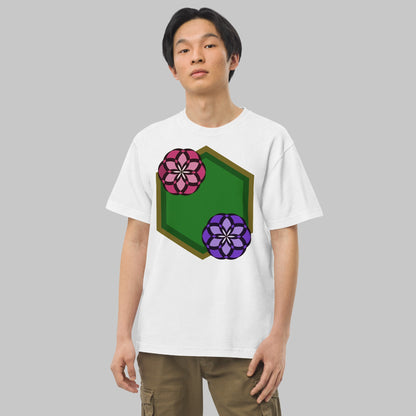 《半袖》Flower Series [01] - 個性派幾何学プリントTシャツ