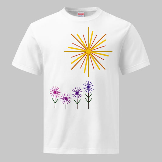 《半袖》Flower Series [02] - 個性派幾何学プリントTシャツ
