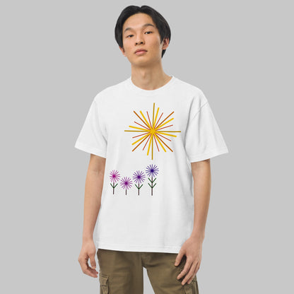 《半袖》Flower Series [02] - 個性派幾何学プリントTシャツ