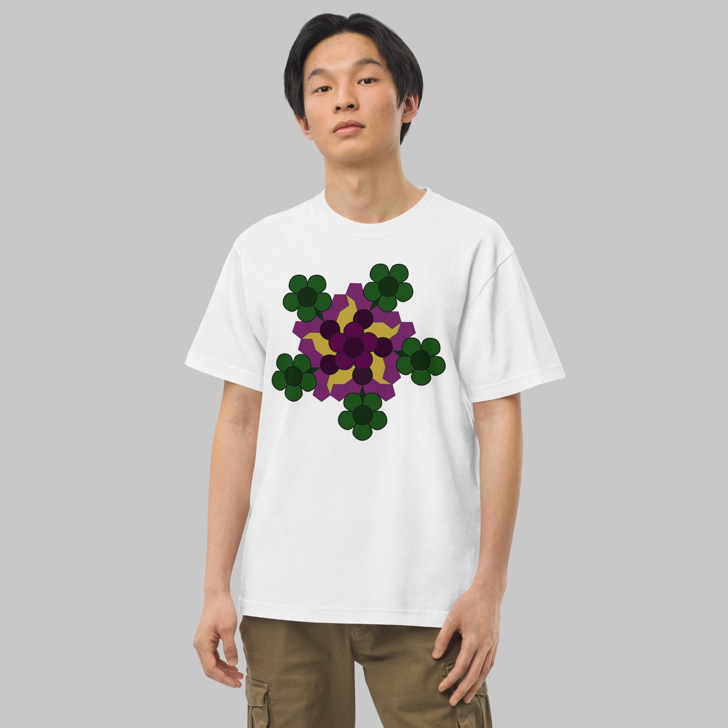 《半袖》Flower Series [03] - 個性派幾何学プリントTシャツ