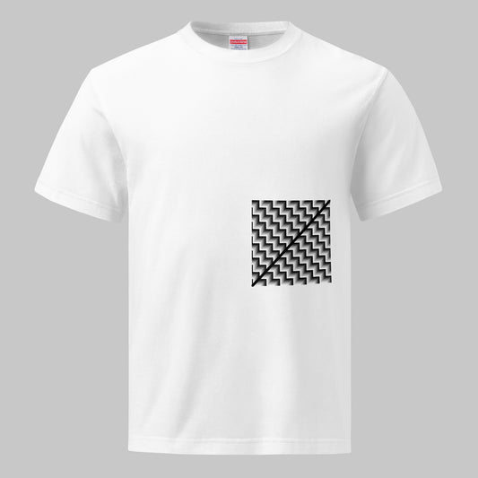 《半袖》Monotone Series [02] - 個性派幾何学プリントTシャツ