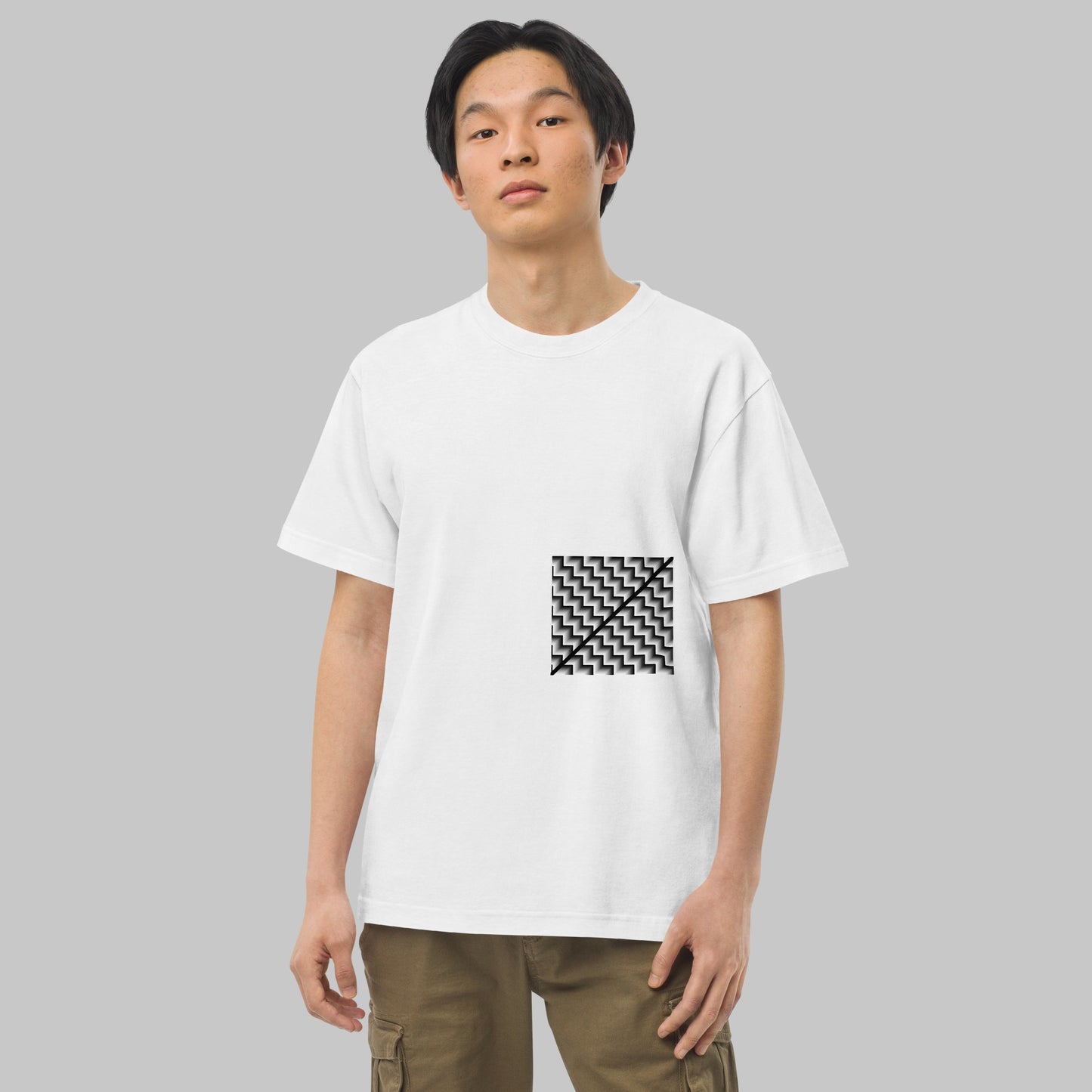 《半袖》Monotone Series [02] - 個性派幾何学プリントTシャツ